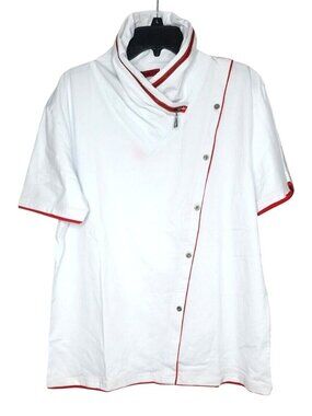 Vassari Los Angeles XXL High Zipper Collar Designer Shirt Asymmetrical Red Trim